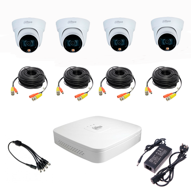 Starlight комплект видеонаблюдения Dahua KIT2MP-ST-IN, 4 камеры, Проводной, Уличная, Внутреняя, Уличная+внутреняя, Starlight (ночью в цветном), 2 Мп