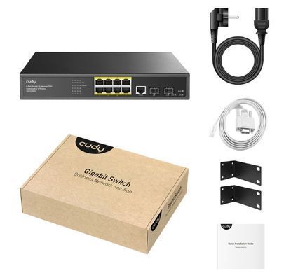 PoE-коммутатор 11-портовый управляемый L2 Cudy GS2008PS2 гигабитный с 8 портами PoE, 120W