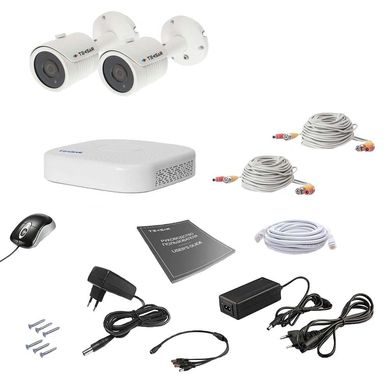 Комплект видеонаблюдения Tecsar AHD 2OUT 2MEGA, 2 камеры, Проводной, Уличная, AHD, 2 Мп