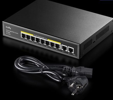 PoE-коммутатор 10-портовый неуправляемый Cudy GS1010PE 8 портов PoE+ гигабитный 120W