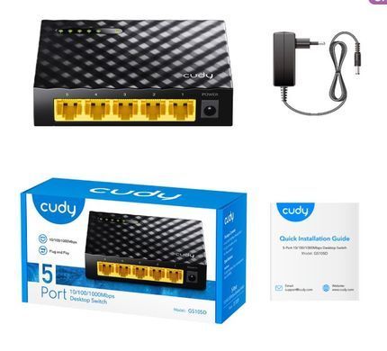 Коммутатор 5-портовый неуправляемый Cudy GS105D гигабитный