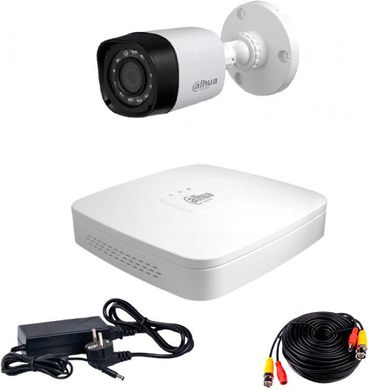 Комплект відеоспостереження Dahua HD-CVI-1W KIT, 1 камера, Дротовий, Вулична, HD-CVI, 2 Мп
