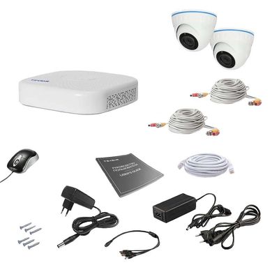 Комплект видеонаблюдения Tecsar AHD 2IN 2MEGA, 2 камеры, Проводной, Внутреняя, AHD, 2 Мп