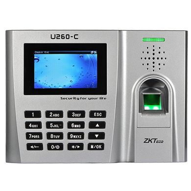 Терминал учета рабочего времени U260-C, Отпечаток пальца, RS232/485, USB, TCP/IP, Настенный