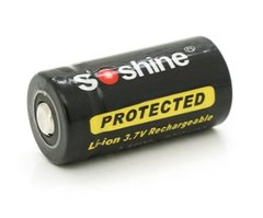 Акумулятор 16340/CR123 Li-Ion Soshine 16340P-3.7-700 Protected, 700mAh, 0.7A, 4.2/3.6/2.75V, Black