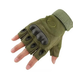 Тактические перчатки с пластиком, беспалые, размер L, Green
