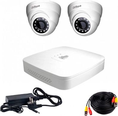 Комплект видеонаблюдения Dahua HD-CVI-2D KIT + HDD1000GB, 2 камеры, Проводной, Внутреняя, HD-CVI, 2 Мп