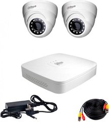 Комплект відеоспостереження Dahua HD-CVI-2D KIT, 2 камери, Дротовий, Внутрішня, HD-CVI, 2 Мп