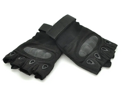Тактические перчатки с пластиком, беспалые, Black.