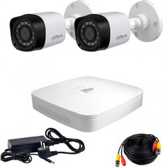 Комплект відеоспостереження Dahua HD-CVI-2W KIT, 2 камери, Дротовий, Вулична, HD-CVI, 2 Мп