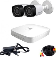 Комплект відеоспостереження Dahua HD-CVI-2W KIT + HDD500GB, 2 камери, Дротовий, Вулична, HD-CVI, 2 Мп